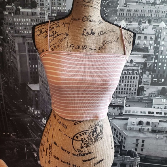 Shein Pink & White Cropped Tank Small - Picture 2 of 5